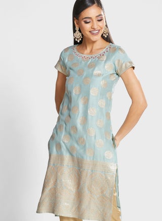 Round Neck Embroidered Kurti