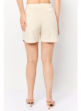 SELECTED FEMME Women Solid Basic Shorts, Beige  - Image 2