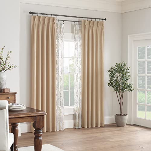 Waverly Serendipity Pinch Pleat Light-Filtering Window Panel, 25" X 63", Linen - Image 1
