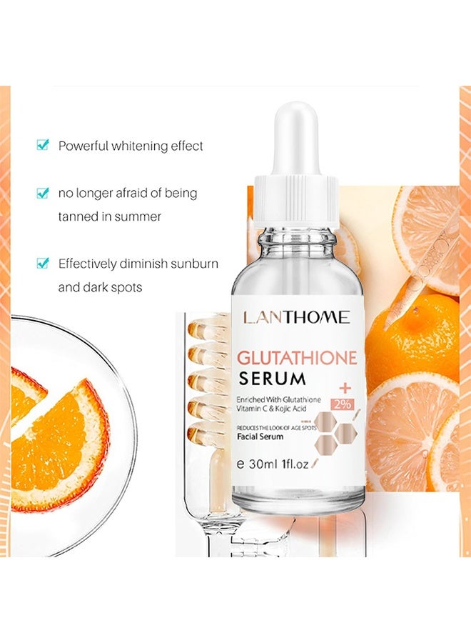 Lanthome Glutathione Serum 30ml, Glutathione White Serum, Enriched with Glutathione Vitamin C& Kojic Acid, Hydrating Moisturizing Brightening Skin, Reduces Fine Lines & Wrinkles, Dark Spot Remover Face Serum - Image 2