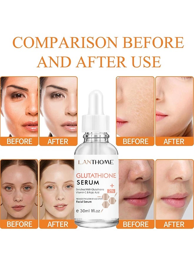 Lanthome Glutathione Serum 30ml, Glutathione White Serum, Enriched with Glutathione Vitamin C& Kojic Acid, Hydrating Moisturizing Brightening Skin, Reduces Fine Lines & Wrinkles, Dark Spot Remover Face Serum - Image 3