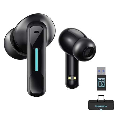 Middle Rabbit SW4 USB Wireless Earbuds for PC and Laptop: Bluetooth Headphones with 2.4GHz Dongle for Work, Wireless Headset for Work, with Microphone, Earphones with Mic for Computer Desktop - Image 1