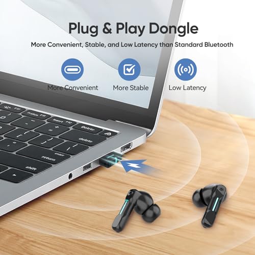 Middle Rabbit SW4 USB Wireless Earbuds for PC and Laptop: Bluetooth Headphones with 2.4GHz Dongle for Work, Wireless Headset for Work, with Microphone, Earphones with Mic for Computer Desktop - Image 2