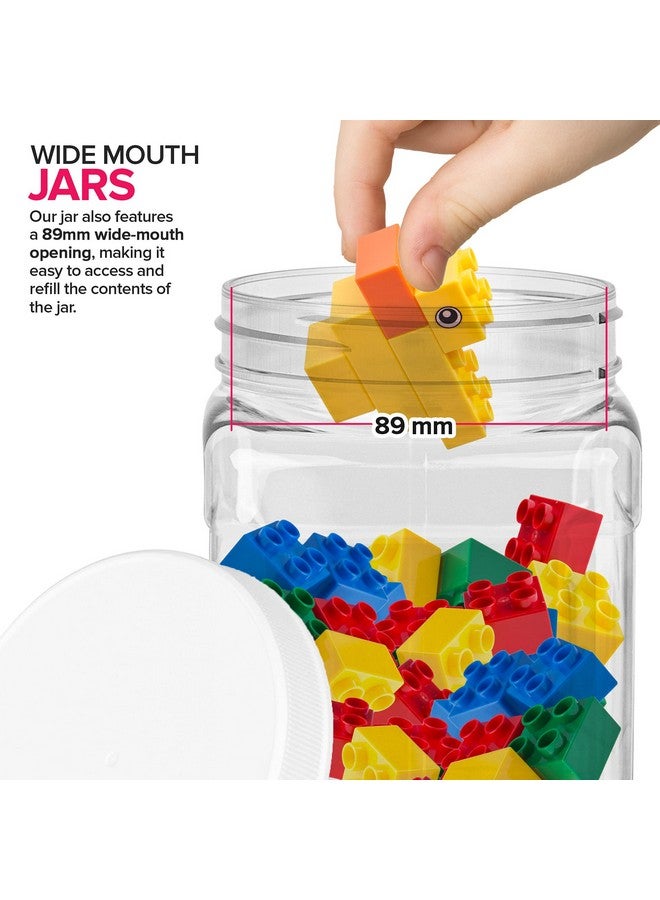Stock Your Home Stock Your Home Plastic Storage Jars (6 Pack) - 32 Oz Square Plastic Canisters with Lids - Shatterproof Plastic Storage Jars with Lids - Reusable Wide Mouth Clear Plastic Containers with Lids - Image 4