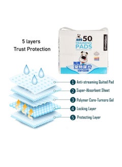 NNC PETS Pet toilet training pads, 5-Layer Leak-Proof Pee Pads for Medium breeds, Tear-resistant and Odor controlled, 50Pcs Highly absorbent disposable Pee Pads for Indoor use, Comfortable pad, 60 cm (Blue)  - Image 4