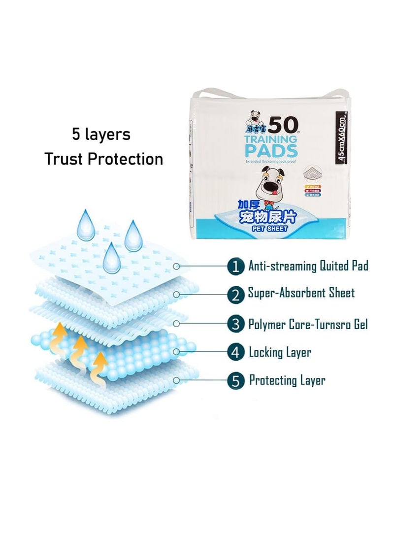 NNC PETS - Pet toilet training pads, 5-Layer Leak-Proof Pee Pads for Medium breeds, Tear-resistant and Odor controlled, 50Pcs Highly absorbent disposable Pee Pads for Indoor use, Comfortable pad, 60 cm (Blue) - Image 1