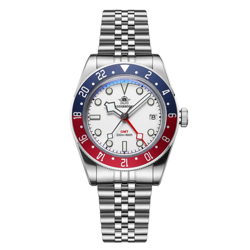 ADDIESDIVE GMT Watches for Men Quartz Watch Dive Ronda 51524H Movement WaterResistance 200 M BGW9 Blue Luminous - Image 2