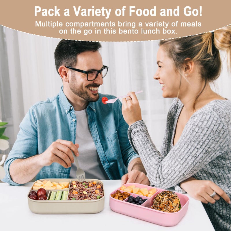 Caperci Stackable Bento Lunch Box for Adult & Teens - Reinforced Leak-Proof Lunch Container 4-Compartment with Utensils & Sauce Container, BPA-Free, Dishwasher/Microwave Safe, 47oz (Pale Mocha) - Image 5