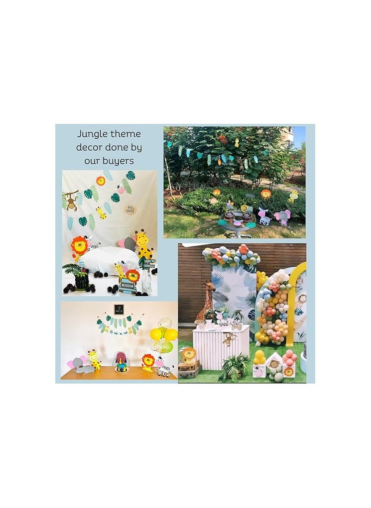Pinfliers - Pinfliers Jungle Theme Birthday Decoration Items, Tropical Paper Leaf Bunting / Garland / Banner, 1st Birthday Decoration Items for boy, Safari Theme,12 Pieces, Green, Blue, 46 inches in Length - Image 1