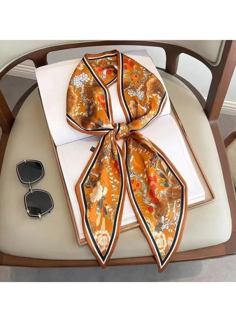 OLUDENIZ Women's Elegant Silk Scarf – Long Skinny Printed Fashion Accessory