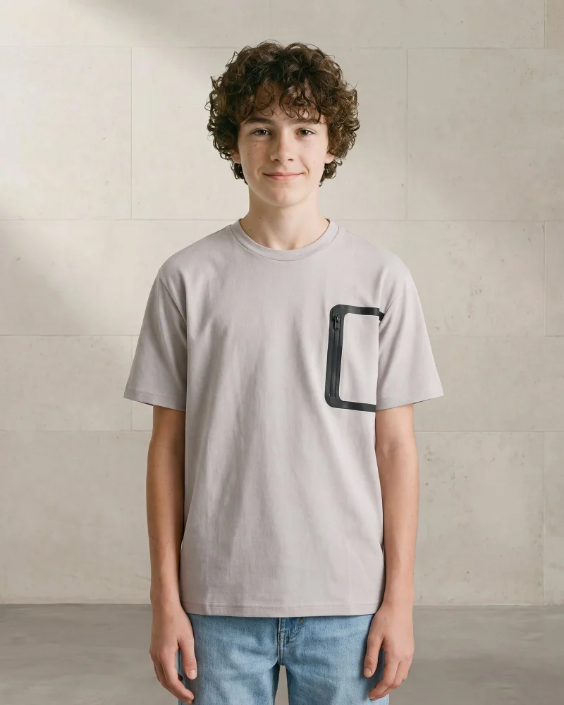 Redtag Senior Boys Grey Plain T-Shirt