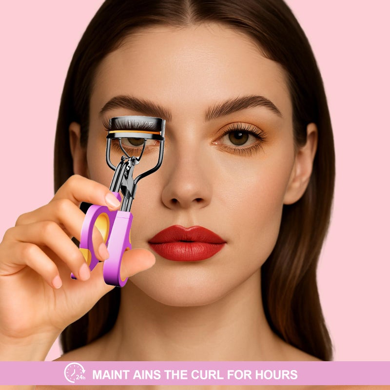 Whalrace Eyelash Curlers with 6PCS Extra Replacement Pads, Premium Quality Eye Lash Curler, Superior Curling Effect, Easy to Hold and Use, Valentine's Day Gift for Her - Orange Purple Handle - Image 5