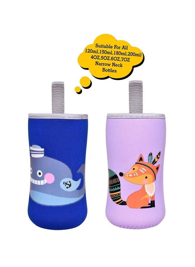 The Little Lookers Cute Animated Patterned Soft Stretchable Baby Feeding Bottle Cover With Easy To Hold Strap For 120Ml 150Ml 240Ml (Fish & Fox Pack Of 2)  - Image 3