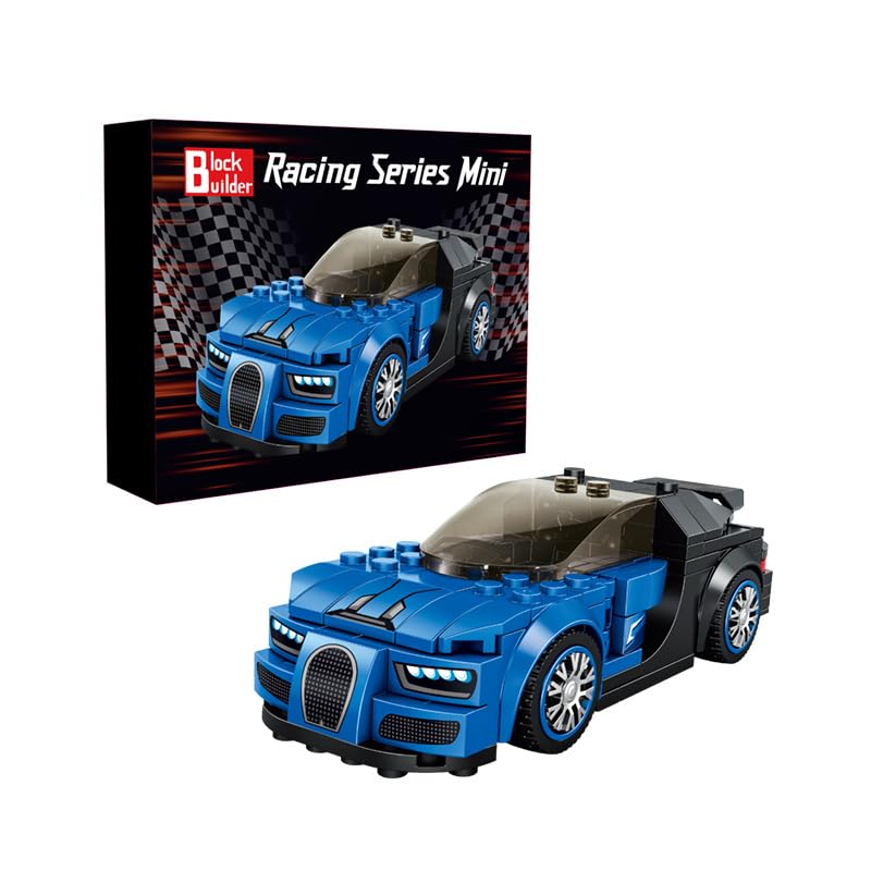 Block Builder Bugatti Racing Car Building Block Set 237 Pieces Racing Car Building Blocks for Kids and Adults Blue - Image 1