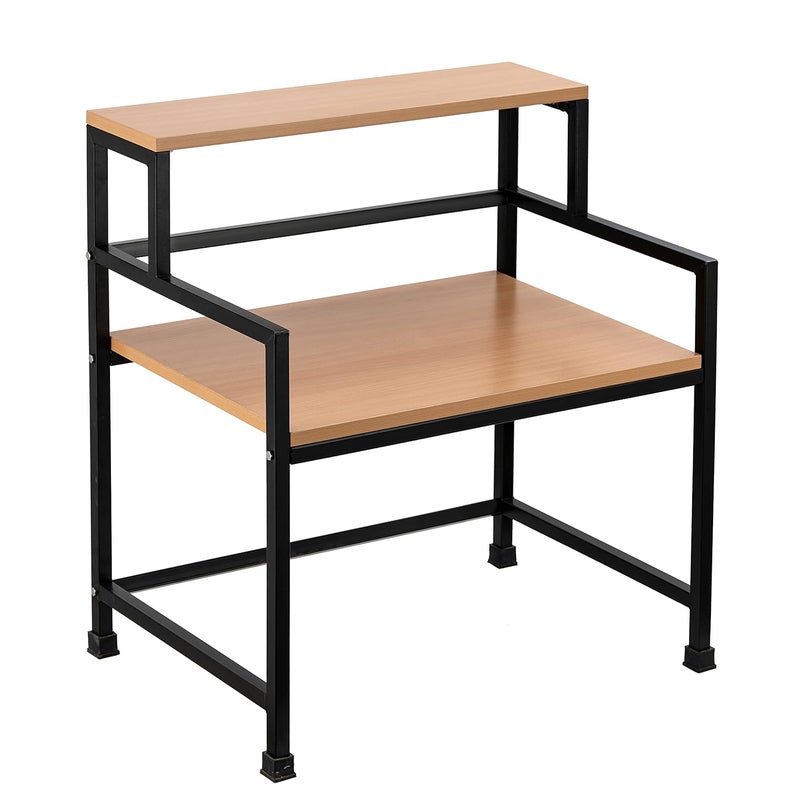 Equal حامل ميكروويف من الصلب المعتدل و MDF ثلاثي الطبقات - رف تخزين المطبخ - مصنوع في الهند (خشب الزان البافاري وأسود/60x43 سم) - Image 3