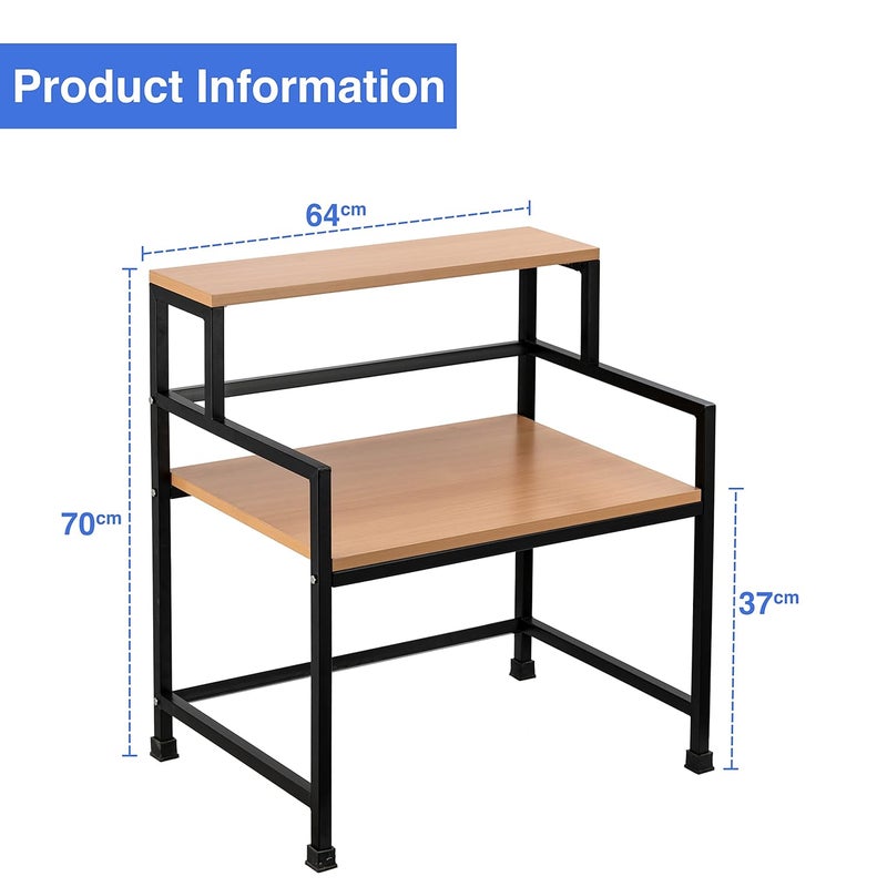 Equal حامل ميكروويف من الصلب المعتدل و MDF ثلاثي الطبقات - رف تخزين المطبخ - مصنوع في الهند (خشب الزان البافاري وأسود/60x43 سم) - Image 2