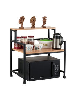 Equal EQUAL 3-Tier Mild Steel & MDF Premium Microwave Oven Stand/Kitchen Storage Shelf/Kitchen Storage Rack for Kitchen - Made in India (Bavarian Beech and Black/60x43cm)  - Image 1
