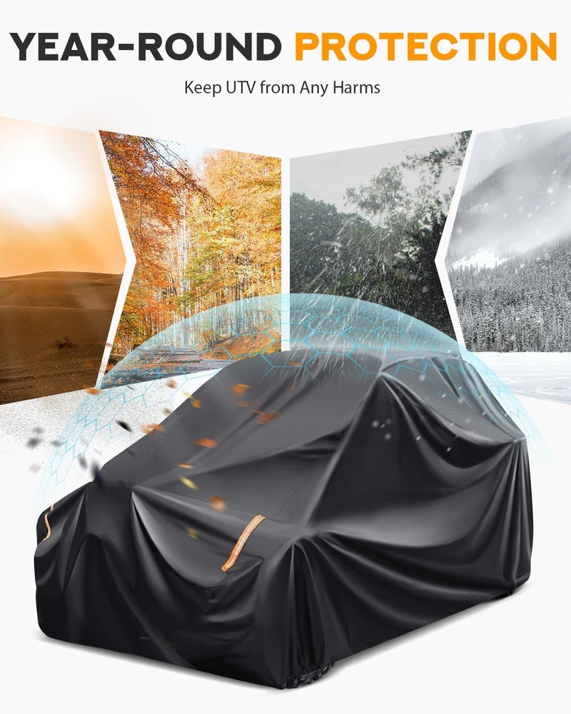 PBYMT Heavy Duty UTV Cover for 2 Seater, Waterproof Oxford Cover Compatible with Can-Am Maverick X3/RZR/Turbo/900/Kawasaki/Talon/SXS - Image 2