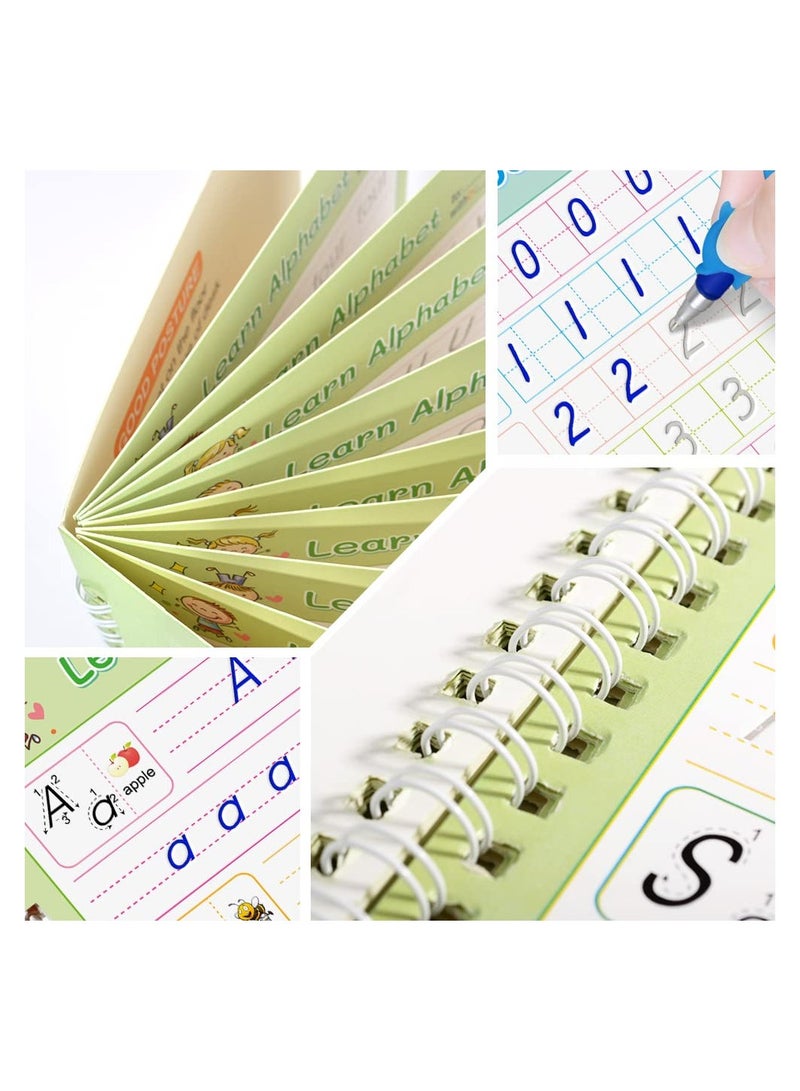 دفتر كتابة سحري للأطفال، دفتر تمرين الكتابة القابل لإعادة الاستخدام، كتاب ممارسة الكتابة لمرحلة ما قبل المدرسة، حبر يتلاشى تلقائيًا، تصميم قالب مساعد لتمارين الكتابة (5 كتب مع أقلام) - Image 5