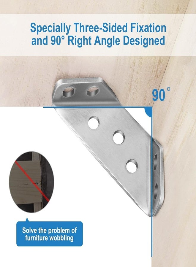 VINSU Stainless Steel Corner Connectors with Screws – Heavy Duty 90° Brackets for Furniture Reinforcement, Wooden Shelves, Cabinets & Frame Support - (Pack of 10) - Image 3