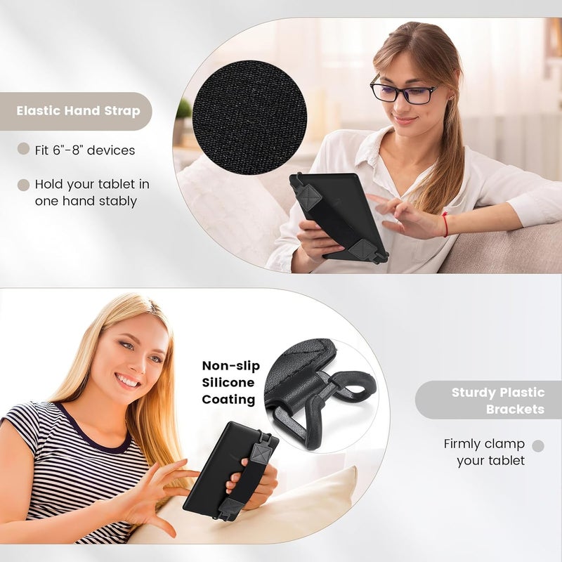 MoKo MoKo Security HandStrap for 68 Kindle eReaderFire Tablet KindleKoboVoyagaLenovoSony Kindle EBook Tablet Lightweight Finger Grip HolderElastic Versatile Hand Strap Black Belt Black  - Image 5