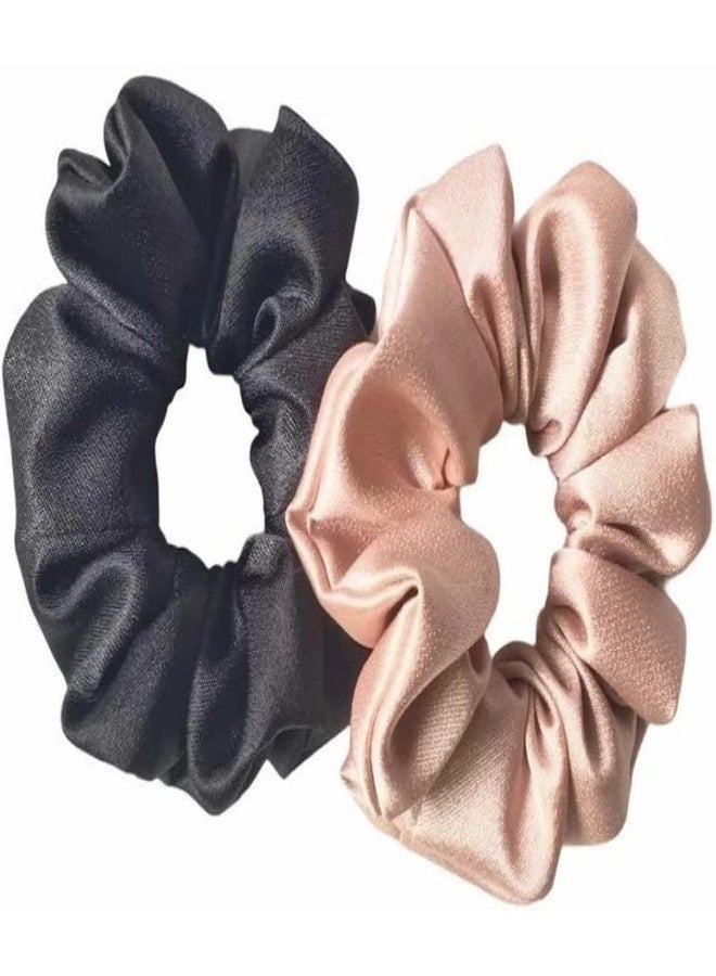 IBDA BlackPink Duo Silk Scrunchies, Hair Ties, Handmade, Adjustable Size - Image 2