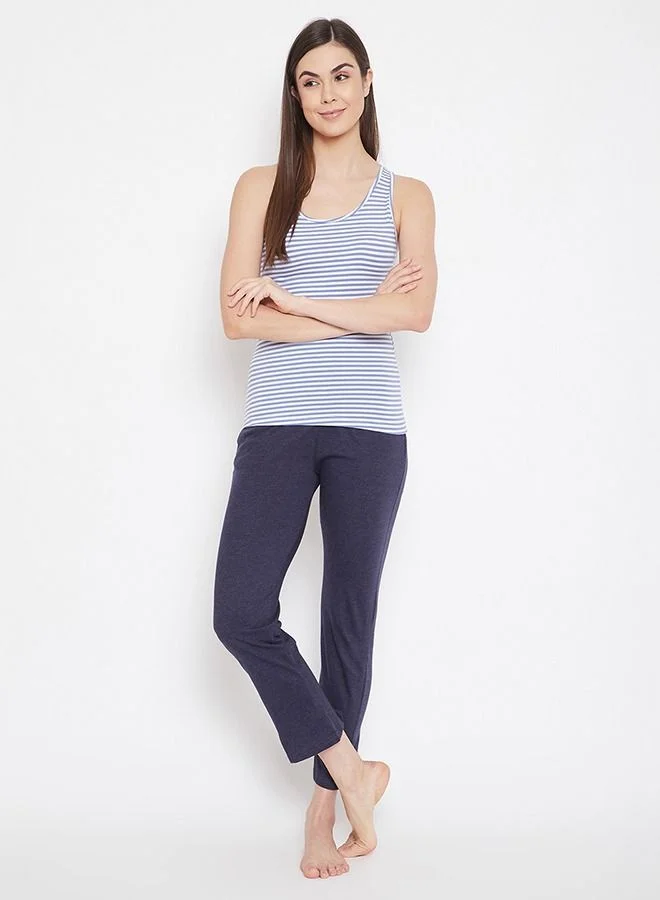 Clovia Clovia Sassy Stripes Camisole in Blue - Cotton