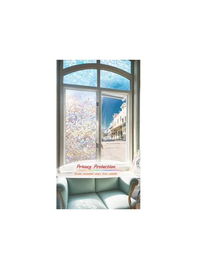The Bros 3D Crystal Decorative Stained Glass Window Film - Rainbow Effect Privacy Window Film - Removable Self Adhesive Glass Sticker - Static Cling Window Paper for Kitchen -23.6x39.4 inches - Image 5