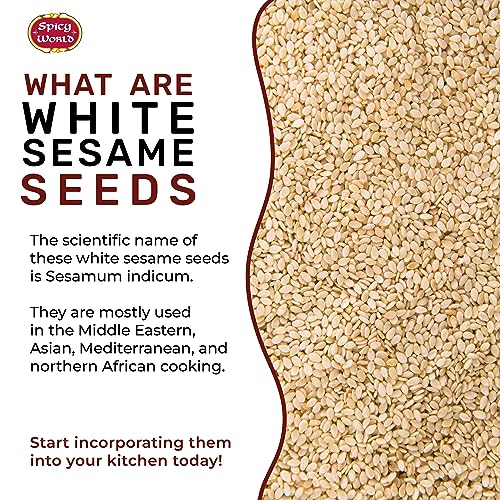 Spicy World White Sesame Seeds 3 LB Bag - Natural, Raw, Hulled, Non-GMO, Bulk Resealable Bag - Image 4