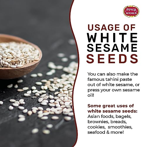 Spicy World White Sesame Seeds 3 LB Bag - Natural, Raw, Hulled, Non-GMO, Bulk Resealable Bag - Image 5