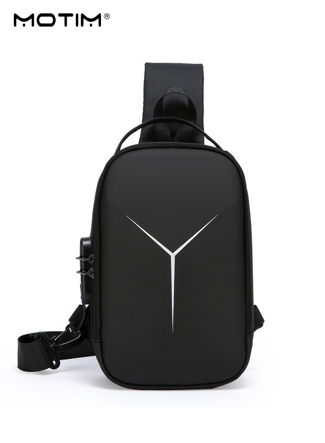 Motim Men Sling Crossbody Bag Shoulder Backpack, Waterproof Hard-Shell Bag for Men Chest Bags, Motorcycle Riding Bag Casual Daypack - Image 1