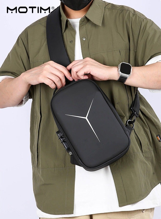 Motim Men Sling Crossbody Bag Shoulder Backpack, Waterproof Hard-Shell Bag for Men Chest Bags, Motorcycle Riding Bag Casual Daypack - Image 2