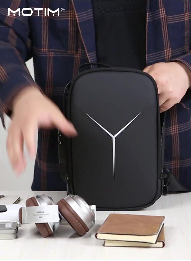 Motim Men Sling Crossbody Bag Shoulder Backpack, Waterproof Hard-Shell Bag for Men Chest Bags, Motorcycle Riding Bag Casual Daypack - Image 3