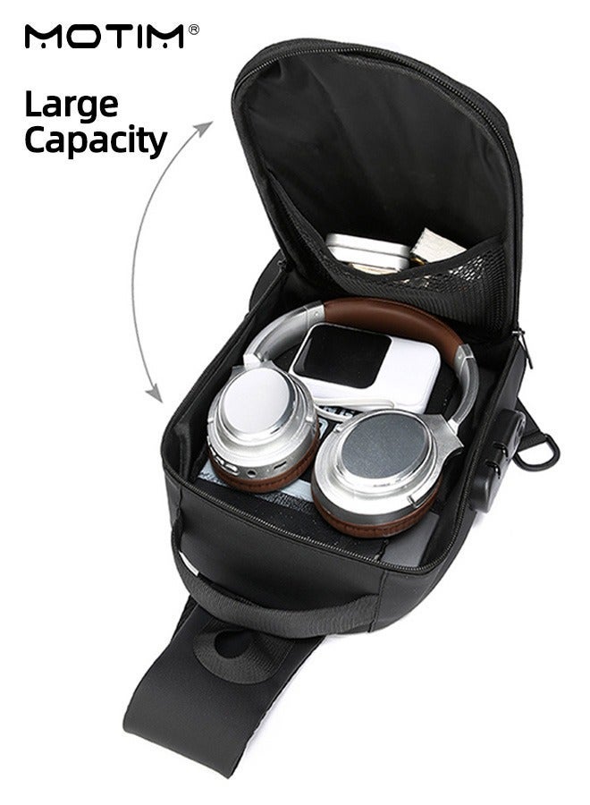 Motim Men Sling Crossbody Bag Shoulder Backpack, Waterproof Hard-Shell Bag for Men Chest Bags, Motorcycle Riding Bag Casual Daypack - Image 5
