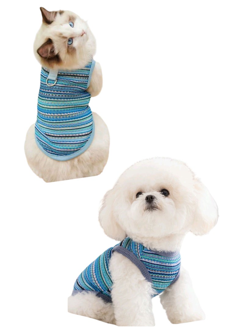 A.M Dog and cat clothes spring and summer new anti-shedding breathable hollow woven vest - Image 1