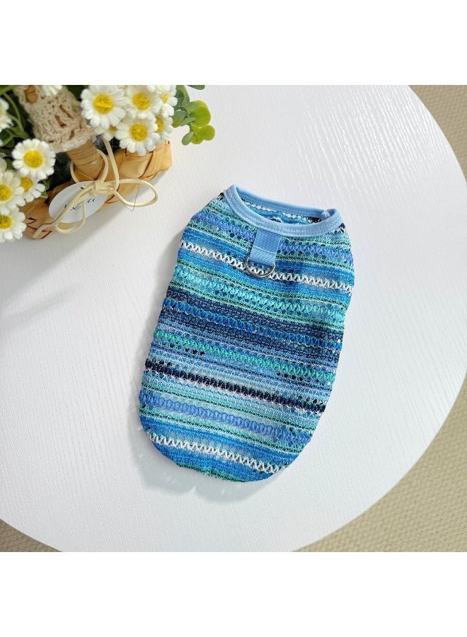 A.M Dog and cat clothes spring and summer new anti-shedding breathable hollow woven vest - Image 3