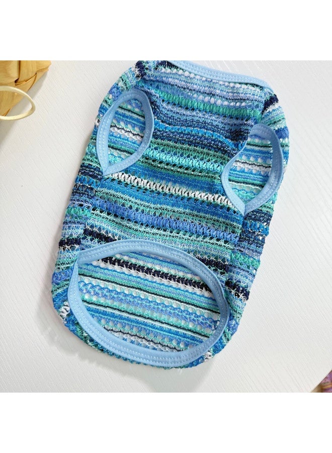 A.M Dog and cat clothes spring and summer new anti-shedding breathable hollow woven vest - Image 4