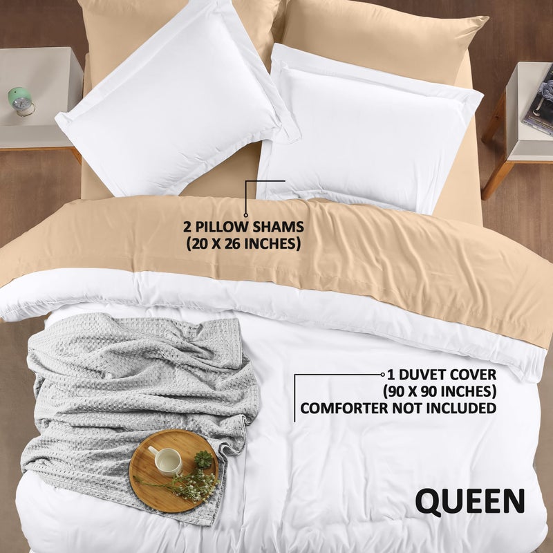 Utopia Bedding غطاء لحاف يوتوبيا بحجم كوين - 1 غطاء لحاف مع 2 غطاء وسادة - 3 قطع غطاء لحاف مع إغلاق بسحاب - ميكروفايبر ناعم مصقول، 90 × 90 بوصة (أبيض) - Image 2