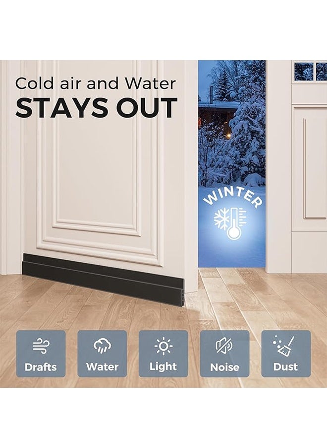 سدادة الباب، تنظيف سدادة الباب، تنظيف الباب للأبواب الخارجية والداخلية، حاجز أسفل الباب سحب الغبار والضوضاء 100x2x5 سم - Image 2