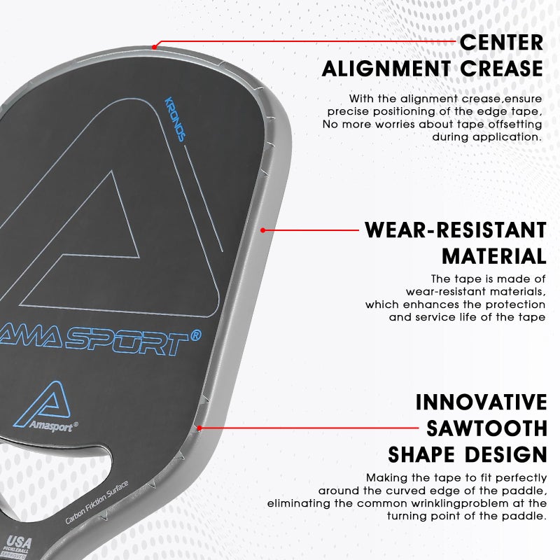 Pickletech Pickleball Paddle Protection Tape Moon Gray - Paddle Head Edge Guard - Racket Edge Protection Tape -Fit Perfectly Curved Edge -No Wrinkling Pizzazz Contrasty Colors - Image 4