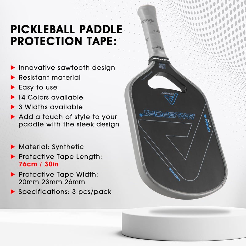 Pickletech Pickleball Paddle Protection Tape Moon Gray - Paddle Head Edge Guard - Racket Edge Protection Tape -Fit Perfectly Curved Edge -No Wrinkling Pizzazz Contrasty Colors - Image 5