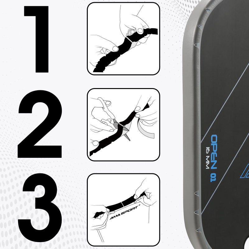 Pickletech Pickleball Paddle Protection Tape Moon Gray - Paddle Head Edge Guard - Racket Edge Protection Tape -Fit Perfectly Curved Edge -No Wrinkling Pizzazz Contrasty Colors - Image 3