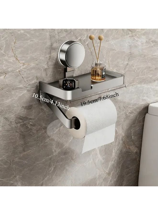 Pole Version Wall Mounted Suction Cup Toilet Paper Holder Heavy Duty No Drill Adhesive Bathroom Roll Dispenser - Image 1