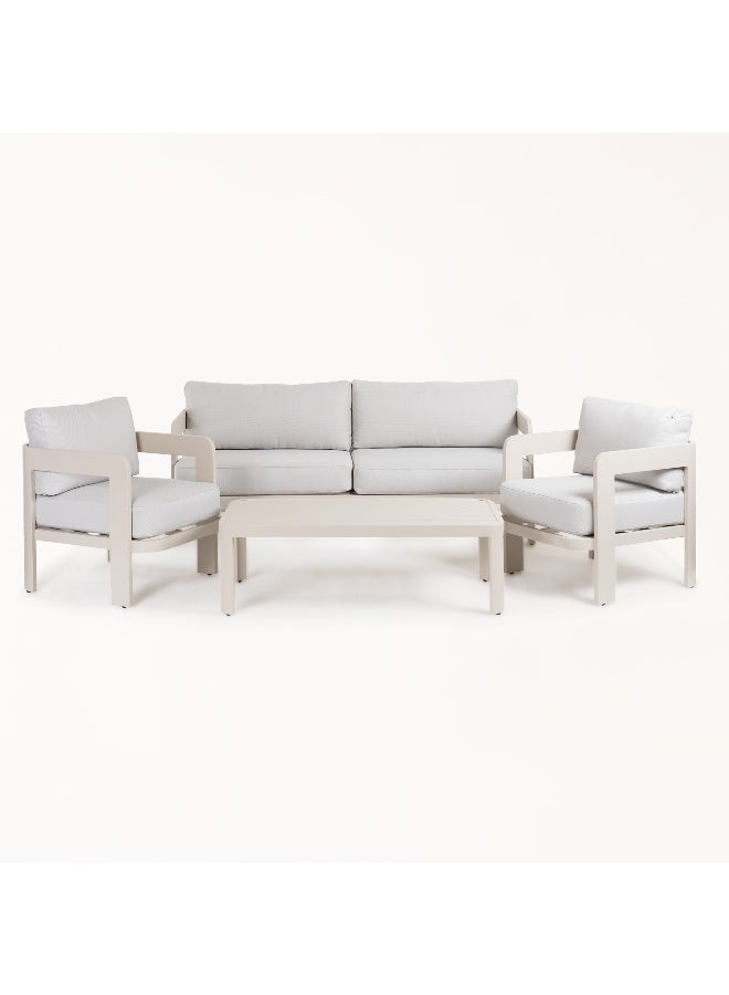 Homez Patio Set 4Pcs Aluminum Frame, Olefin Fabric Cushions, Beige - Image 1