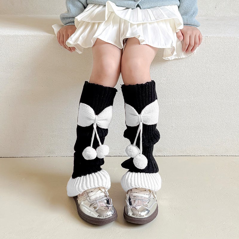 Girls' Socks Bow Pile Stocking Lolita Cute Knitted Wool Warm Girl Baby'S Leg Socks - Image 1