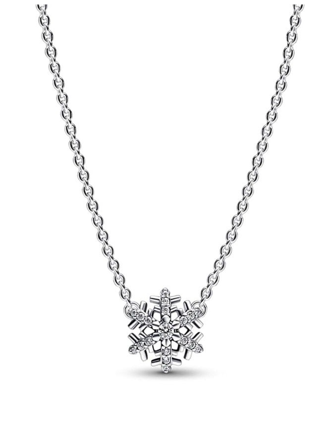 Pandora Sparkling Snowflake Pendant Necklace sterling silver set cubic zirconia gemstones Moments collection, size: 45,392371C01-45