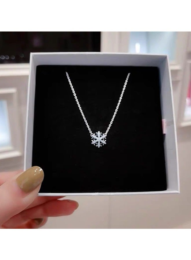 Pandora Sparkling Snowflake Pendant Necklace sterling silver set cubic zirconia gemstones Moments collection, size: 45,392371C01-45