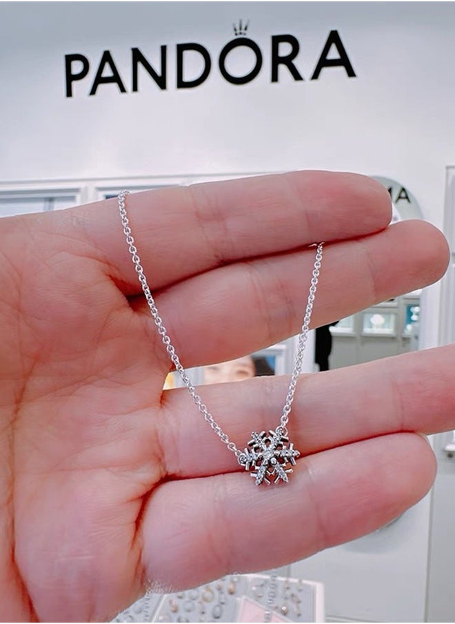 PANDORA - Pandora Sparkling Snowflake Pendant Necklace sterling silver set cubic zirconia gemstones Moments collection, size: 45,392371C01-45 - Image 1