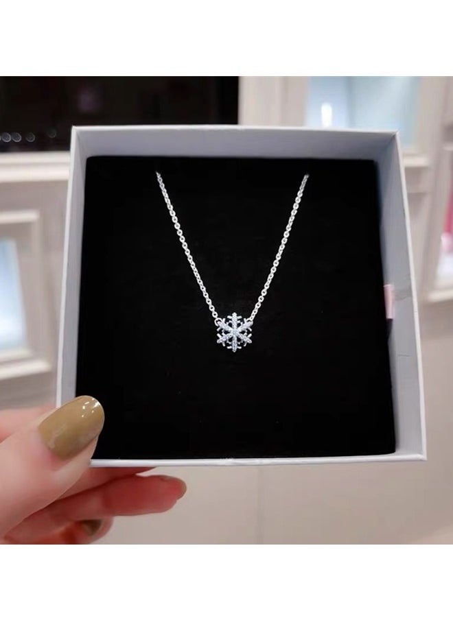 PANDORA - Pandora Sparkling Snowflake Pendant Necklace sterling silver set cubic zirconia gemstones Moments collection, size: 45,392371C01-45 - Image 1