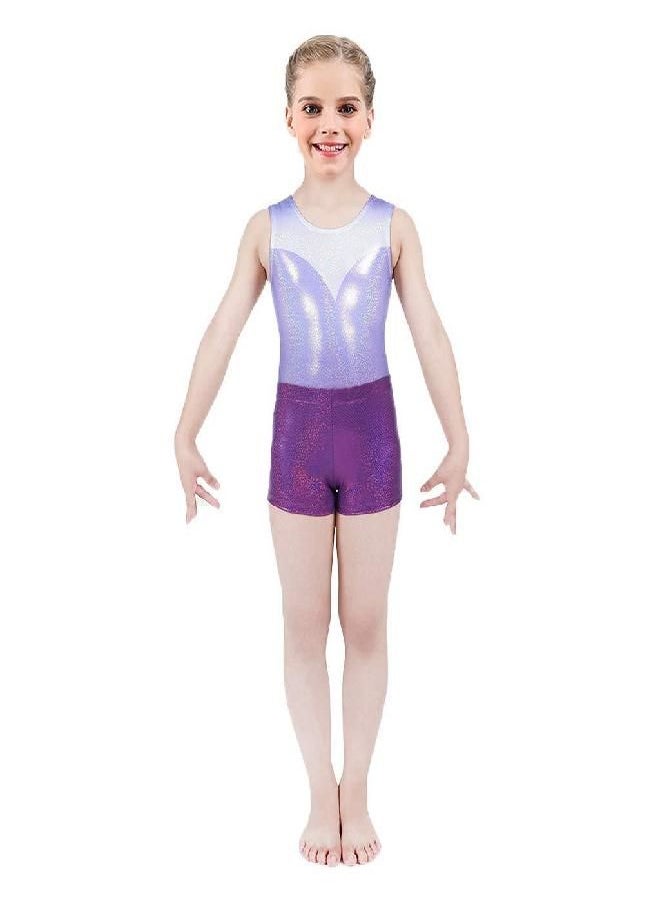 zizi ZIZI Little Big Girls' Sparkle Dance Tumbling Athletic Gymnastics Purple Short 4-16Years, 120CM(7-8Years)  - Image 2